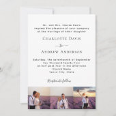 Invitation Photo noir blanc mariage formel (Devant)