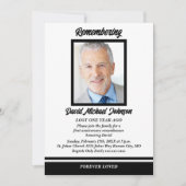 Invitation Photo noir et blanc Anniversaire de la mort Invita (Devant)