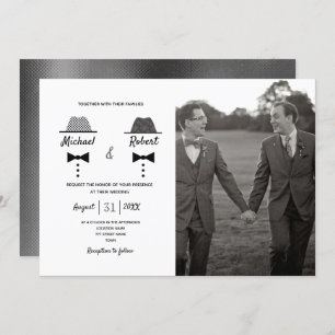 Invitation Photo noir et blanc Mariage gay