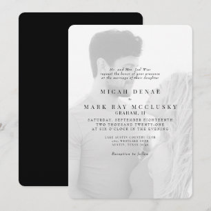 Invitation Photo noir et blanc Mariage moderne