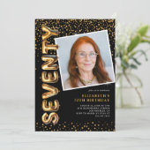 Invitation Photo noir et or 70e anniversaire (Debout devant)