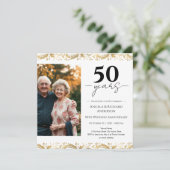Invitation photo noir or pour les 50 ans de mariag (Debout devant)