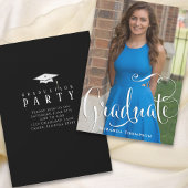 Invitation Photo noire et blanche de l'élève Stylish Calligra