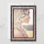 Invitation Photo noire et rose de Faux d'or de parties (Dos)