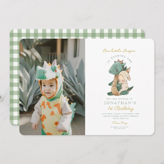 Invitation Photo Notre Petit Dragon Premier anniversaire