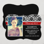 Invitation Photo officielle 2014 Black White Damask (Devant / Derrière)