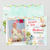 Invitation Photo Offre d'anniversaire de ferme Animaux de fer (Devant / Derrière)