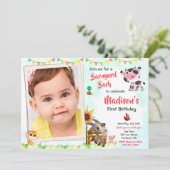 Invitation Photo Offre d'anniversaire de ferme Animaux de fer (Debout devant)