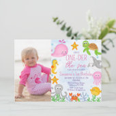 Invitation Photo One-der The Sea 1er Anniversaire de la fille (Debout devant)