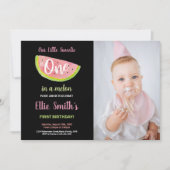 Invitation Photo One Pink Green Watermelon Anniversaire (Devant)