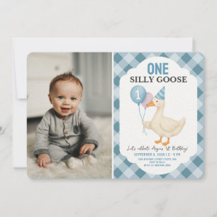 Invitation Photo One Silly Goose First Birday