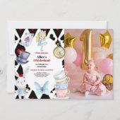 Invitation Photo Onederland Alice au pays des merveilles 1er  (Devant)