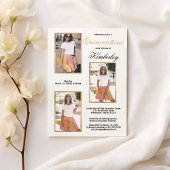 Invitation Photo or blanc simple et élégant Quinceañera