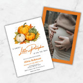 Invitation Photo Orange Automne Un Petit Baby shower Citrouil