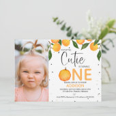 Invitation Photo Orange de la fille Little Cutie Premier anni (Debout devant)