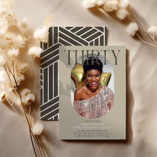 Invitation Photo Ovale moderne et signature 30e anniversaire