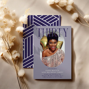 Invitation Photo Ovale moderne et signature 30e anniversaire