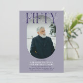 Invitation Photo Ovale moderne et signature 50e anniversaire (Debout devant)