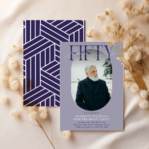 Invitation Photo Ovale moderne et signature 50e anniversaire