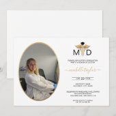 Invitation Photo ovale moderne MD Docteur en médecine (Devant / Derrière)