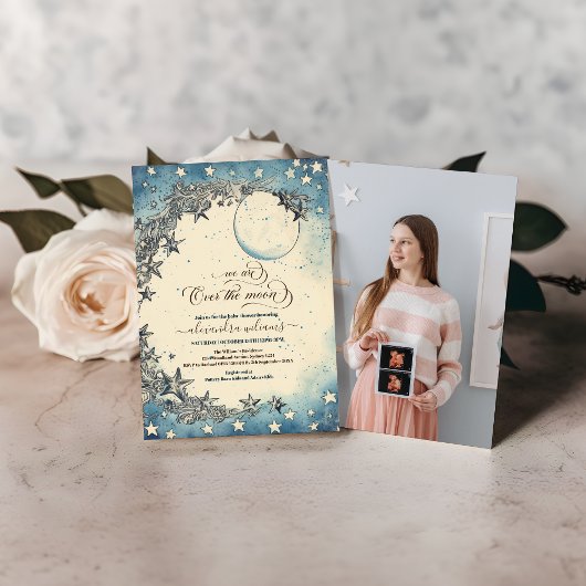 Invitation Photo Over the Moon Dreamy Baby shower