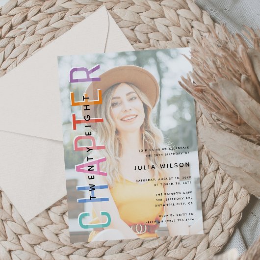 Invitation Photo Overlay CHAPITRE (tout âge) Anniversaire Fêt