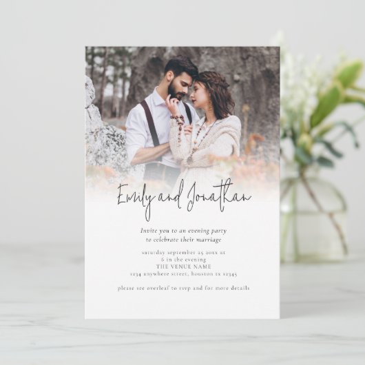 Invitation Photo Overlay Script QR Code Mariage Soirée (Debout devant)
