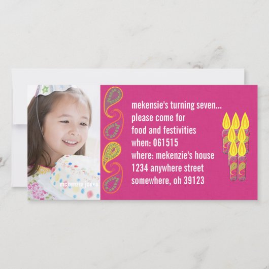 Invitation photo Paisley Birthdy (Devant)