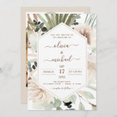 Invitation Photo Pampas Grass Bohemian Boho Mariage (Devant / Derrière)