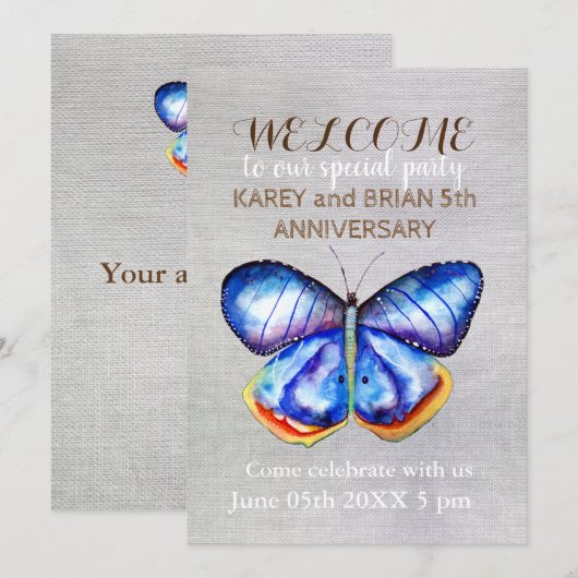 Invitation photo Papillon Canvas (Devant / Derrière)