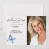 Invitation Photo Papillon Célébration de la vie (Devant / Derrière)