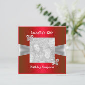 Invitation Photo Papillon de veille de 13e anniversaire Rouge (Debout devant)
