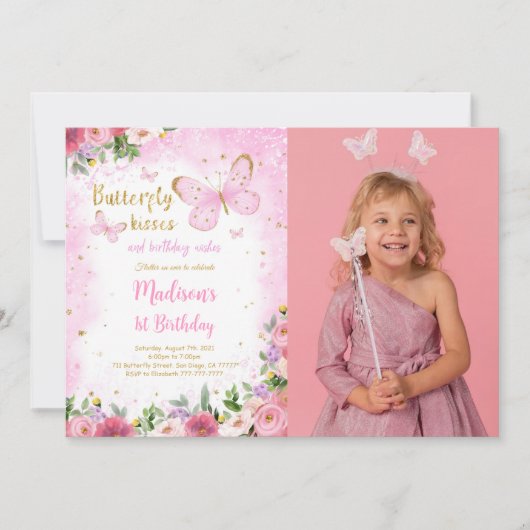 Invitation photo papillon modifiable (Devant)