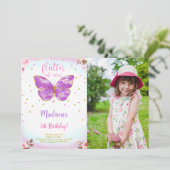 Invitation photo papillon pour 5ème anniversaire (Debout devant)