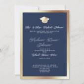 Invitation Photo Parents Navy Bleu & Gold Graduation (Devant)