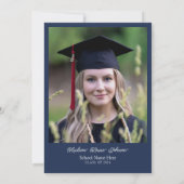 Invitation Photo Parents Navy Bleu & Gold Graduation (Dos)