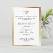 Invitation Photo Parents White Black & Gold Graduation (Debout devant)