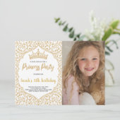 Invitation Photo Parties scintillant d'or Princesse blanche A (Debout devant)