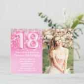 Invitation Photo Parties scintillant rose 18e anniversaire (Debout devant)