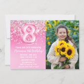 Invitation Photo Parties scintillant rose 8e anniversaire (Devant)