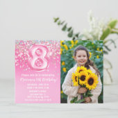 Invitation Photo Parties scintillant rose 8e anniversaire (Debout devant)