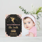 Invitation Photo Parties scintillant rose Fairy Anniversaire (Debout devant)
