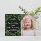 Invitation Photo Parties scintillant verte Princesse Invitati (Debout devant)