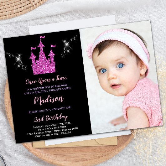 Invitation Photo Parties scintillant violet Princesse Invitat