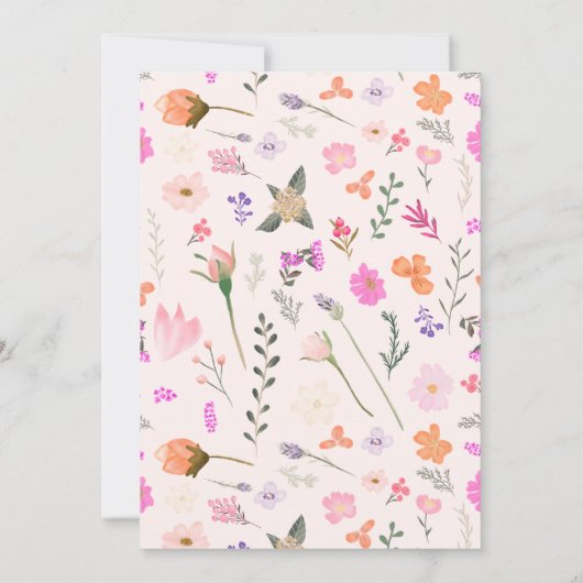 Invitation Photo pastel fleur sauvage printemps 1er anniversa (Dos)