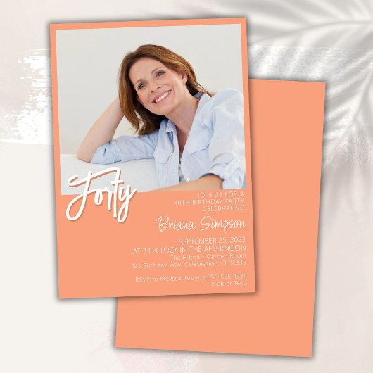 Invitation Photo Peach 40e Anniversaire