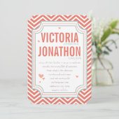 Invitation Photo Peach et Mint Zig Zag Mariage de typographie (Debout devant)