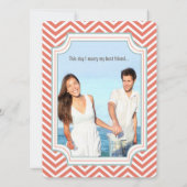 Invitation Photo Peach et Mint Zig Zag Mariage de typographie (Dos)