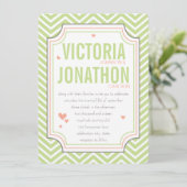 Invitation Photo Peach Lime Zig Zag Mariage de typographie (Debout devant)