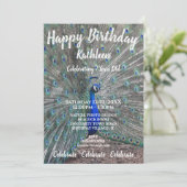 INVITATION PHOTO PEACOCK ANNIVERSAIRE FÊTE D'INVITATION (Debout devant)